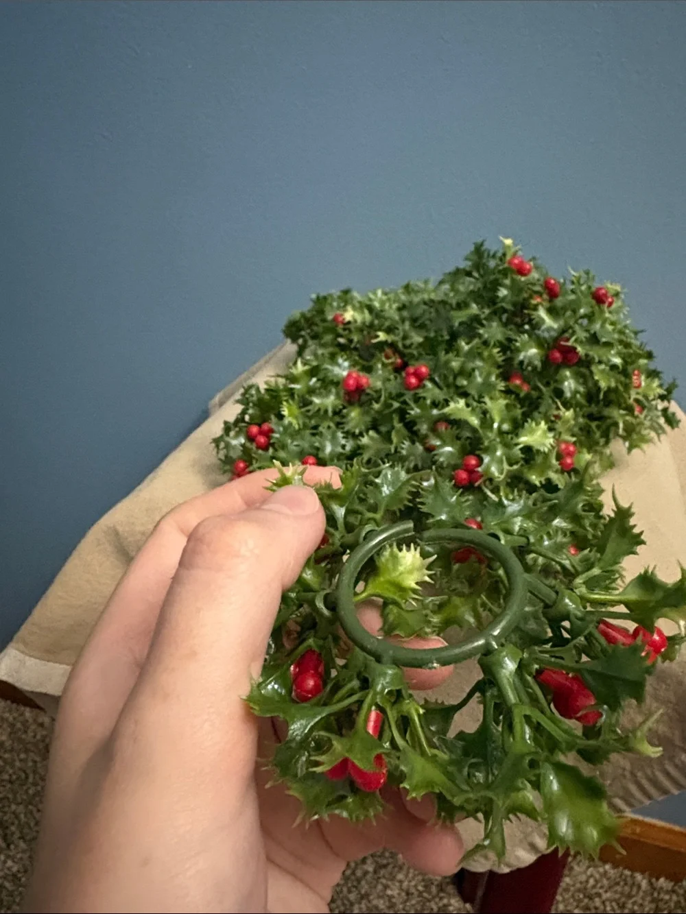 Decorative Artificial Holly with Red Berries - Green Chandelier or Candle decor